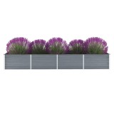 vidaXL Strat &icirc;nălțat de grădină, gri, 320 x 80 x 45 cm oțel galvanizat