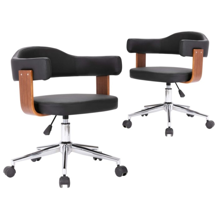Scaune pivotante, 2 buc. negru, lemn curbat &amp; piele ecologica