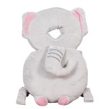 Rucsac cu pern&Auml; de protec&Egrave;ie pentru cap, model elefant din plus, suport moale pentru bebelu&Egrave;i, 33x6x19 cm, 180 g, gri