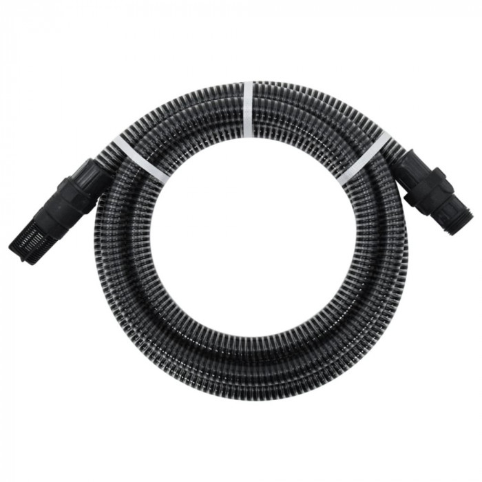 Furtun de aspirație cu racorduri din PVC, negru 1&quot; 10 m, PVC
