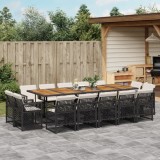 Cumpara ieftin Set mobilier de grădină cu perne, 15 piese, negru, poliratan