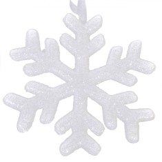 Ornament Brad Crăciun, Model Fulg, Culoare Alb, Material Spumă, Dimensiuni 17x17x1 cm