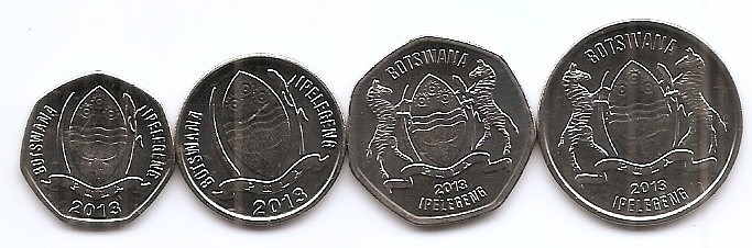 Botswana Set 4 - 5, 10, 25, 50 Thebe 2013 - V22, KM-31, 32, 33, 34 UNC !!!