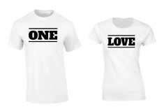 Tricou de cuplu alb ONE LOVE COD P017 foto