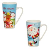 Set Cani Ceramice, Model Moș Crăciun, Capacitate 480ml, 2 Bucăți, Multicolor, Oem