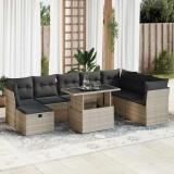 VidaXL Set canapele de grădină cu perne, 9 piese gri deschis poliratan
