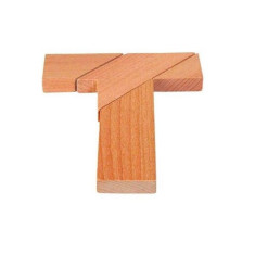 Puzzle forma T Goki, 10 x 12 cm, 4 piese, lemn, 6 ani+