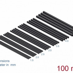 Set 28 buc tuburi termocontractabile negre 100mm, Delock 18987