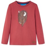 Tricou pentru copii cu m&acirc;neci lungi, roșu ars, 104