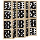 Cumpara ieftin Paravan de camera, 5 panouri, maro/negru, lemn masiv paulownia