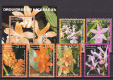 Nicaragua 2005 flori orhidee MI 4391-4396 + bl.328 MNH, Nestampilat