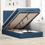 vidaXL Cadru de pat otoman cu saltea 120x190 cm țesătură albastră 3313995