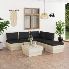 vidaXL Set mobilier gradina din pale?i cu perne, 6 piese, lemn molid foto