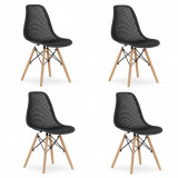 Cumpara ieftin Set 4 scaune bucatarie/living, Artool, Maro, PP, lemn, negru, 44.5x51x82.5 cm