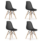 Set 4 scaune bucatarie/living, Artool, Maro, PP, lemn, negru, 44.5x51x82.5 cm, Leobert