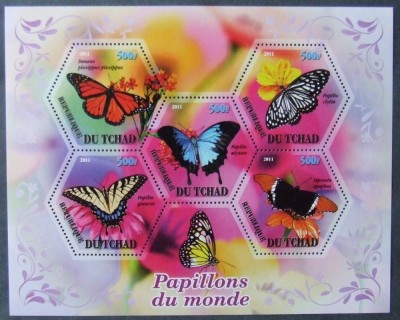 R.DU TCHAD - FLUTURI, -2011, 1 M/SH, NEOBLIT.MNH** - EP 003 foto