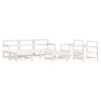 Set mobilier de gradina, 7 piese, alb, lemn masiv de pin foto