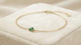 Cumpara ieftin Bratara din Argint Placat cu Aur Emerald Solitaire Diamond Sparkle