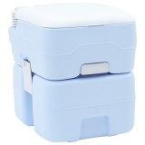 vidaXL Toaletă portabilă, albastru deschis &amp; alb, plastic, 20 L