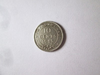 Rara! Newfoundland(Canada) 10 Cents 1945,moneda argint in stare buna/f.buna foto