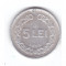 Moneda 5 lei 1948, stare buna, curata, mica urma de tragere de la matrita