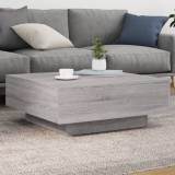 VidaXL Măsuță de cafea cu lumini LED, gri sonoma, 80x80x31 cm