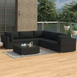 VidaXL Set mobilier de grădină cu perne, 6 piese, negru, poliratan