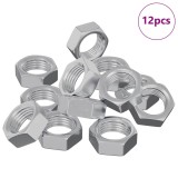 vidaXL Piulițe hexagonale 12 pcs Argintiu M6 Fier 864467