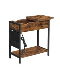 Cumpara ieftin Masa latera, Vasagle, Maro Rustic, Cu priza, LET311B01, 60 x 31 x 60 cm