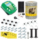 Pachet gard electric complet 500&nbsp;m, 3,2&nbsp;Joule, cu sistem solar, pentru animale sălbatice, AgroElectro