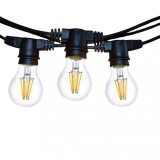 Ghirlanda Luminoasa 10m cu 10 Becuri LED Vintage 4W, ST45, E27, IP65, Interconectabila, Bec rezerva