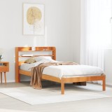 VidaXL Cadru de pat cu tăblie, maro ceruit, 90x190 cm, lemn masiv pin
