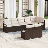 Cumpara ieftin Set de canapele pentru grădină cu pernă 8 pcs Maro, Crem