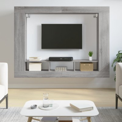 vidaXL Comodă TV, gri sonoma, 152x22x113 cm, lemn prelucrat foto