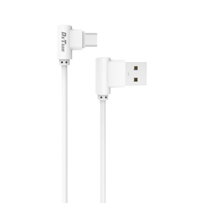 Cablu date/ incarcare microUSB 90 grade, Detech, microUSB tata - USB tata, 1m, alb, compatibil tablete si telefoane, calitate deosebita, ambalaj indiv foto