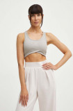 Reebok top de yoga Lux Studio Rib culoarea bej, 100076305