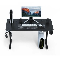 Birou electric cu inaltime reglabila,suport casti, negru, cadru metal, 120x60cm foto