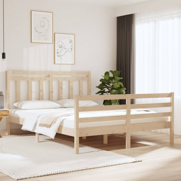 Cadru de pat mic dublu, 120x190 cm, lemn masiv GartenMobel Dekor
