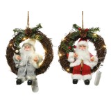 Cumpara ieftin Decoratiune - Micro LED Wreath Polyester Sitting Santa - Indoor - mai multe culori | Kaemingk