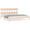 Cadru de pat cu tablie Super King Size, lemn masiv