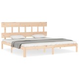 Cadru de pat cu tablie Super King Size, lemn masiv