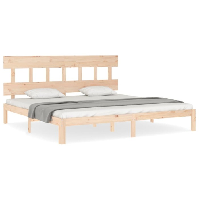 Cadru de pat cu tablie Super King Size, lemn masiv