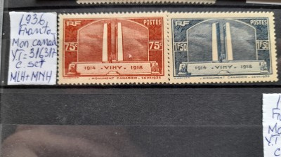 1936-Franta-YT316,317-Vimy-c.set-MLH+MNH-YT=63 E foto