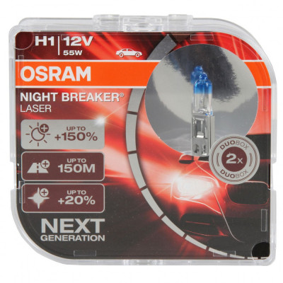 Set 2 Buc Bec Osram H1 12V 55W P14,5s Night Breaker Laser Next Generation +150% 64150NL-HCB foto