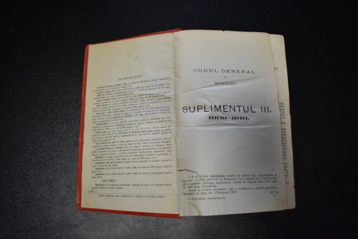 C. Hamangiu - Codul general al Romaniei legi uzuale vol. VI suplimentul III
