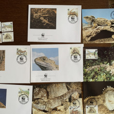 noua zeelanda - serie 4 timbre MNH, 4 FDC, 4 maxime, fauna wwf