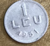 MNDRO0003 Monedă 1 LEU 1951 - Republica Populară Rom&acirc;nă (RPR) - Colecție