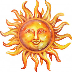 Sticker decorativ, Soare, Portocaliu, 60 cm, 1328STK-6