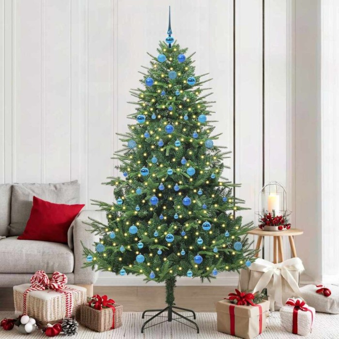 vidaXL Brad de Crăciun artificial pre-luminat cu set de bile Verde 3395364