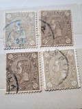 Timbre Romania Cifra &icirc;n 4 colturi 15 bani cu filigran și fara 4 valori stampilate